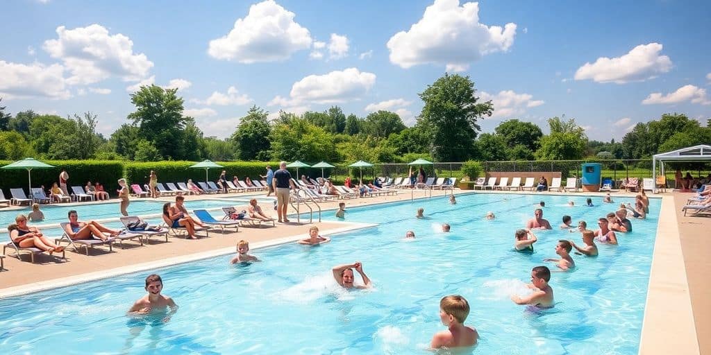 Besucher entspannen und schwimmen im Freibad Gladbeck.